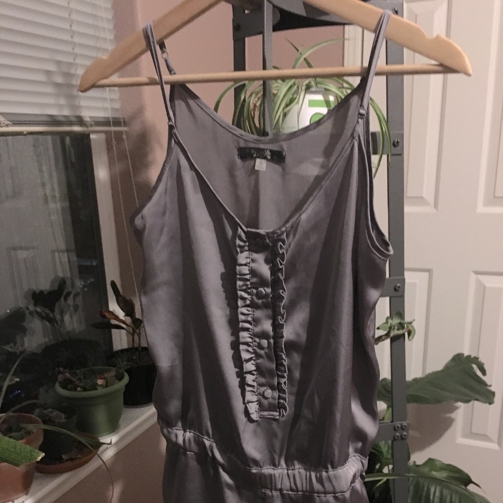 Silver romper silky material